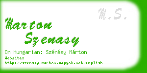 marton szenasy business card
