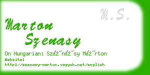 marton szenasy business card